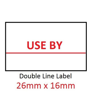 Price Gun Labels Double Line - 26mm x 16mm Use By - 10 Rolls